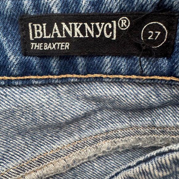Blank NYC Baxter Ribcage Jeans Womens Blue 2 Tone Straight Leg Button Fly Sz 27 - Picture 4 of 11